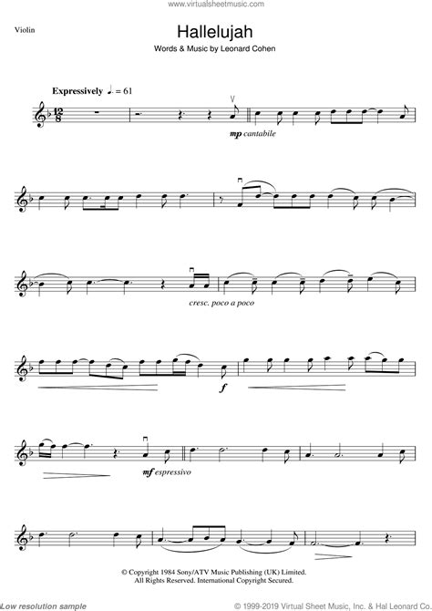 violin hallelujah sheet music|free violin sheet music hallelujah.